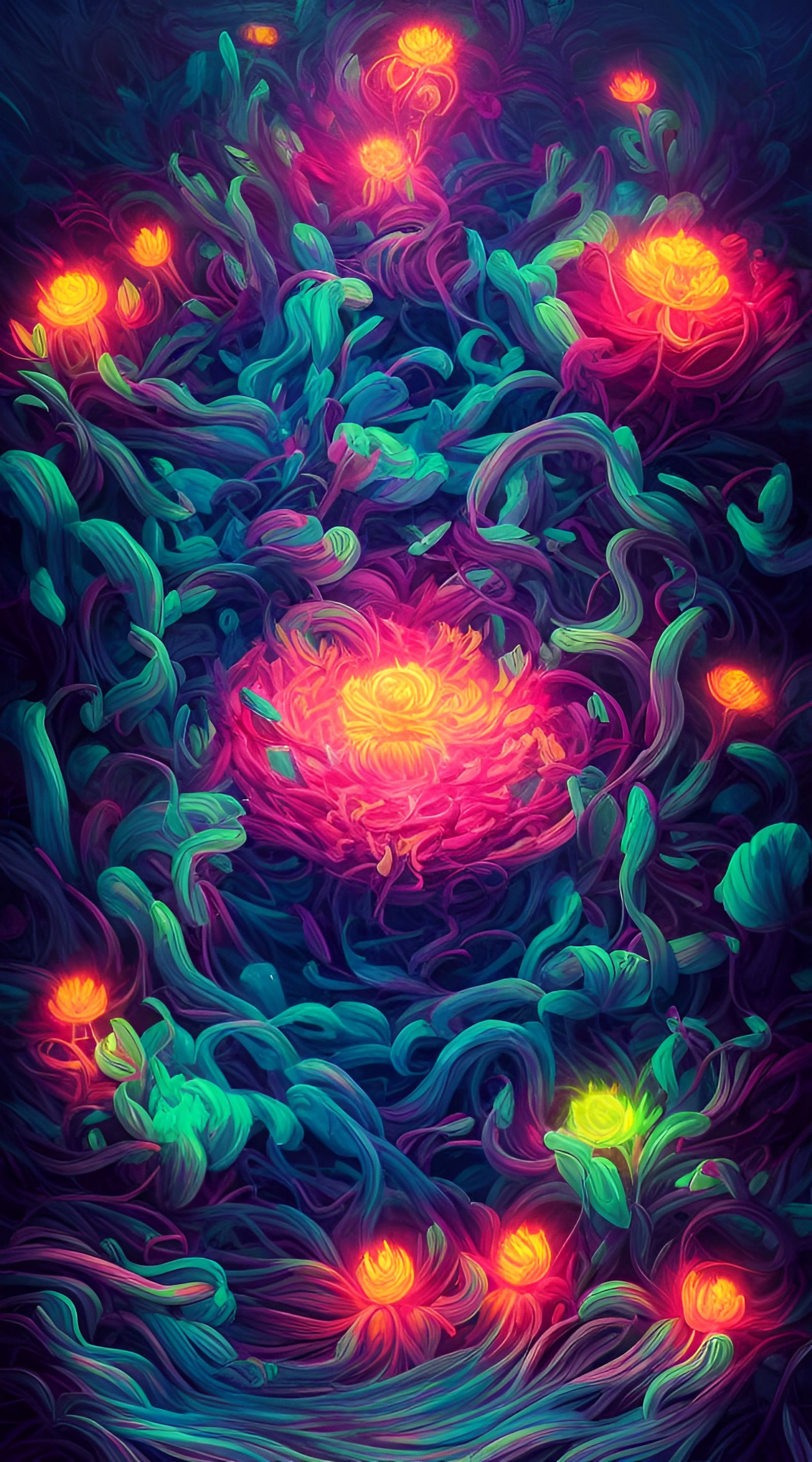 Glowing neon flowers (stable)