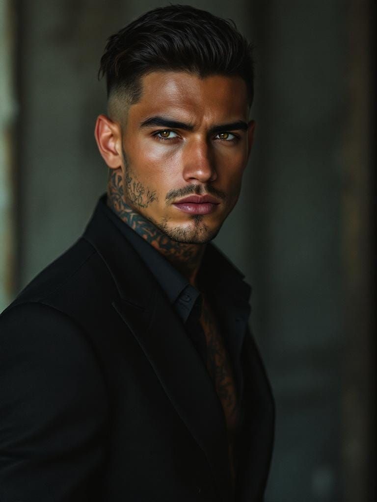 Italian Man in Cinematic Film Still