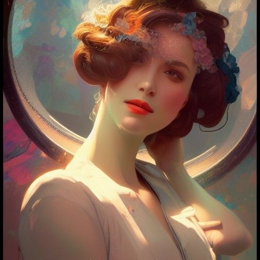 Retro Makeup Cosmetics Ad in Art Nouveau Style