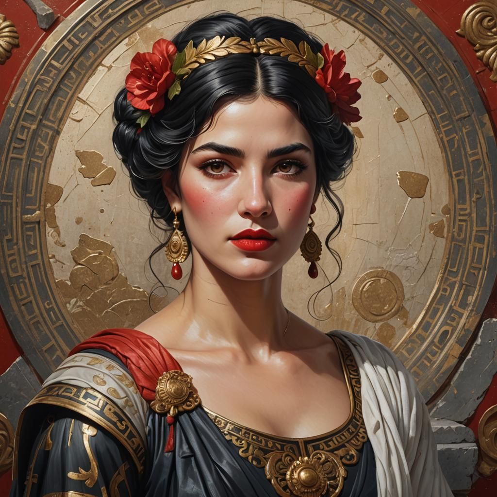 Ancient Greek Patrician Woman in Splash Art Style