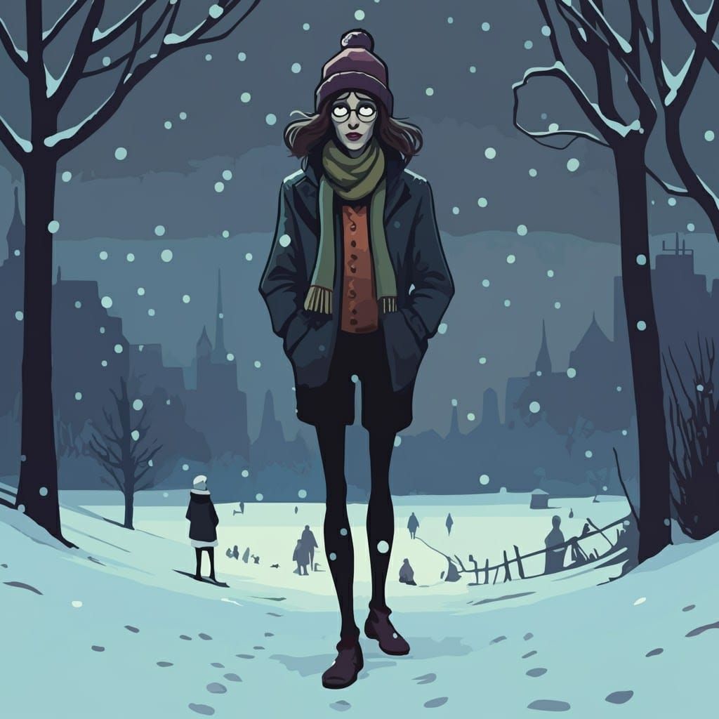 Bold Winter Portrait in Graphic Design Style