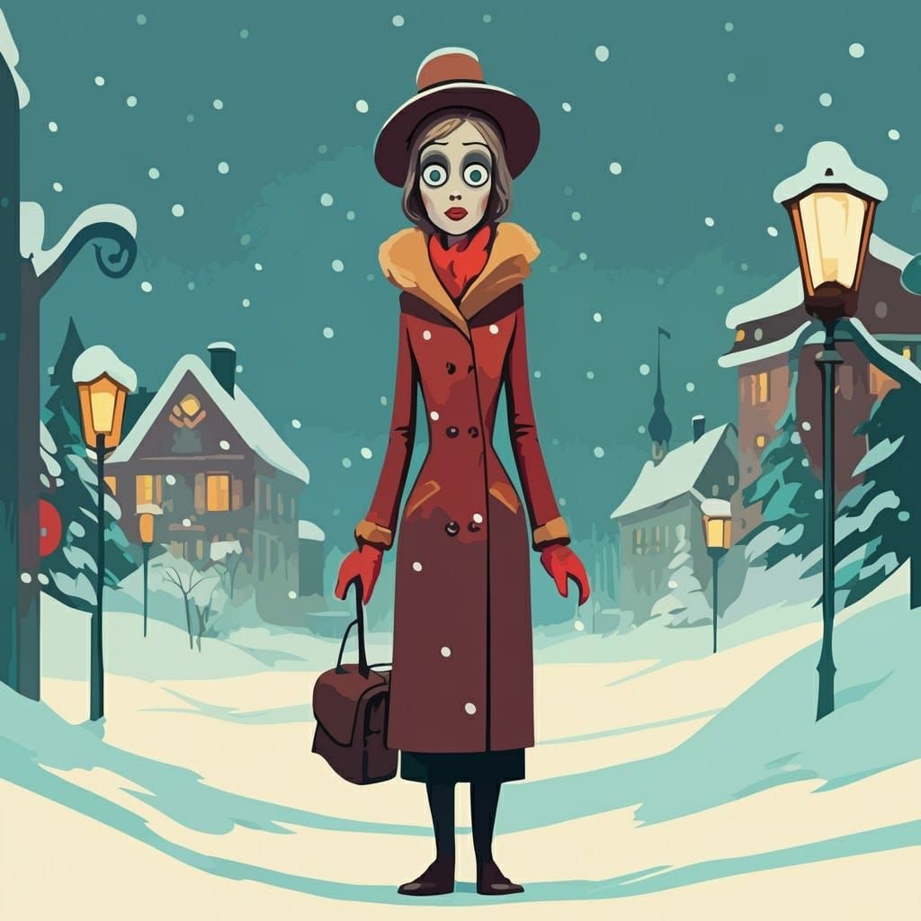 Winter Portrait in Bold Graphic Design Style