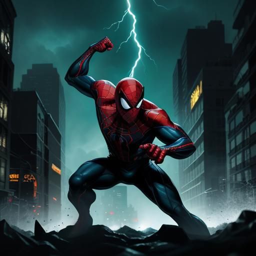 Spider-Man Battles Lightning Creature in Comic Book Art