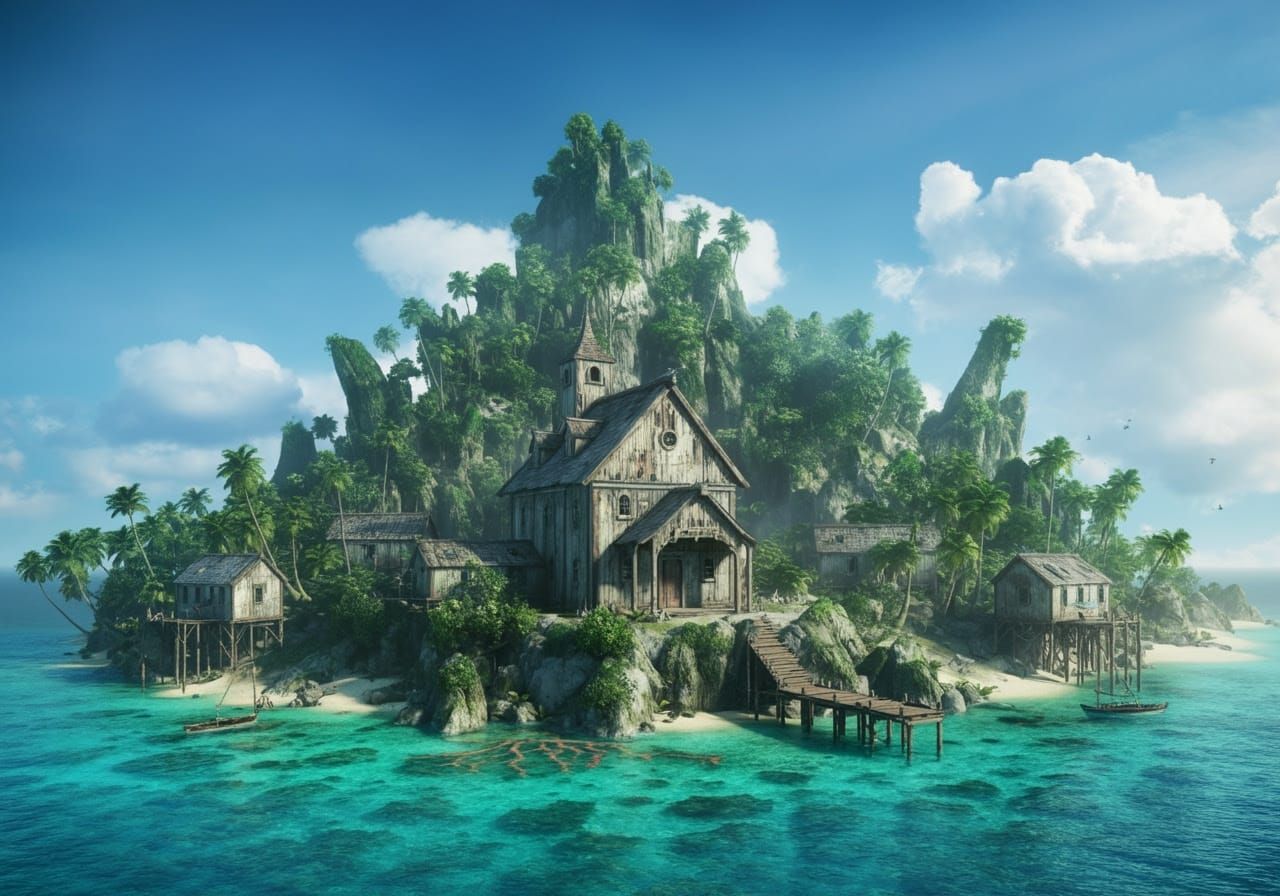 Idyllic Tropical Village on a Private Island