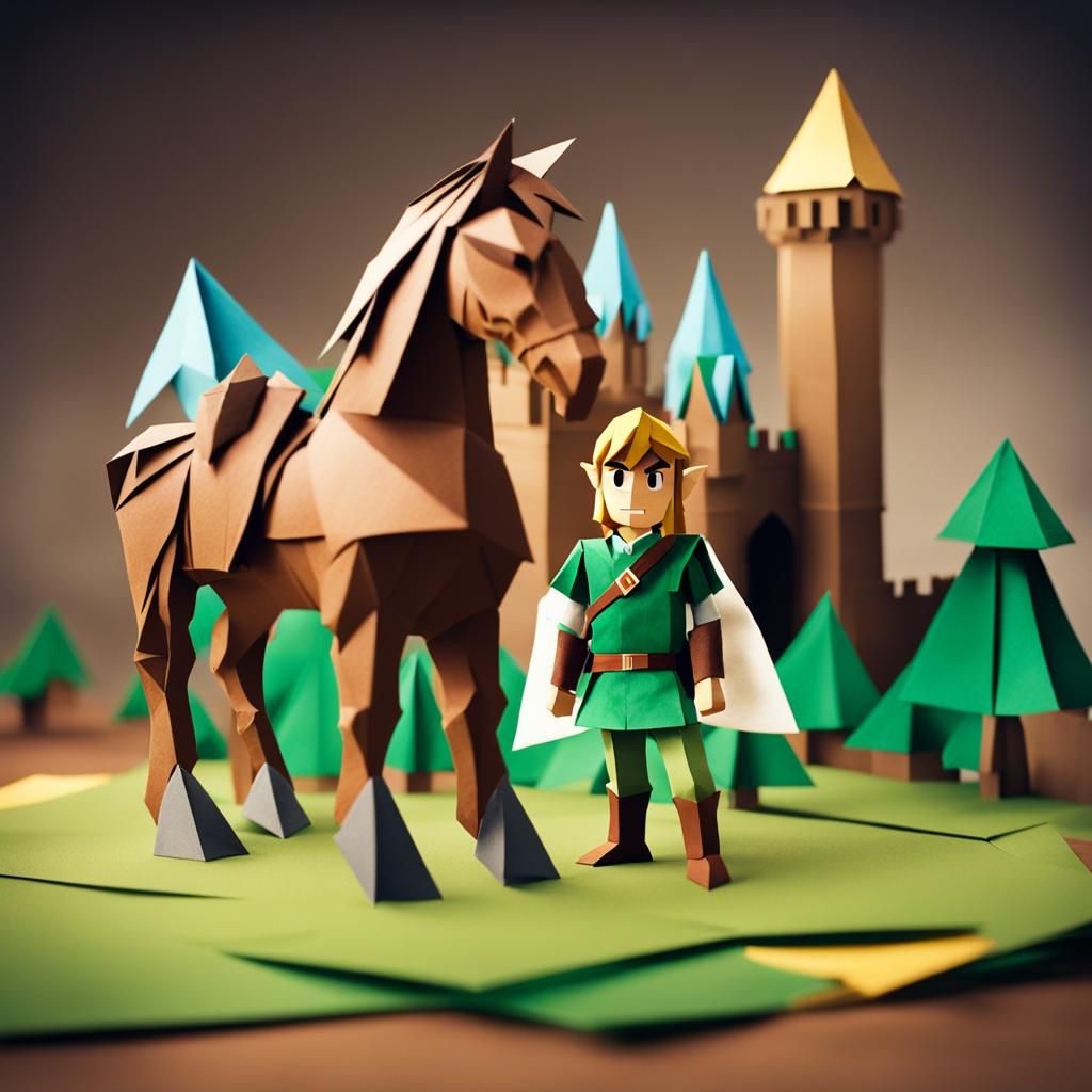 Link on Horseback: Zelda Origami Papercraft