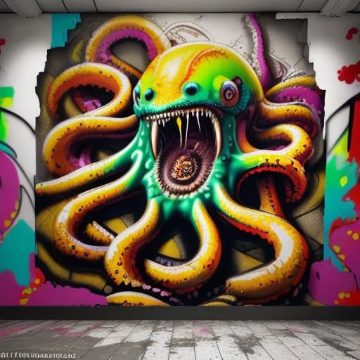 Graffiti Kraken with Popping Colors in 3D