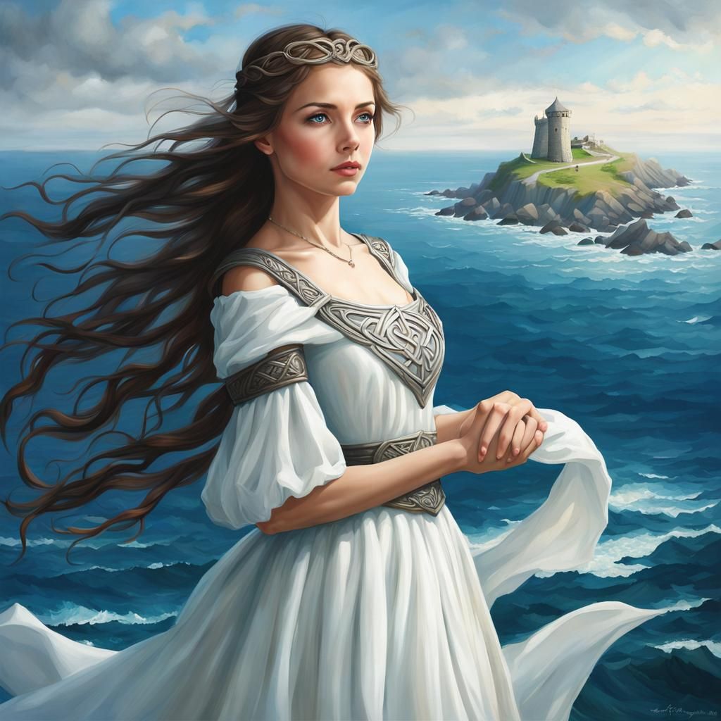 Girl in Tower: Realistic Celtic Sea Horizon