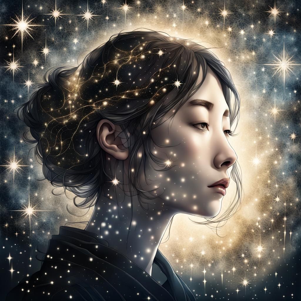 Constellations of Promises: A 2.5D Japanese Art Illustration