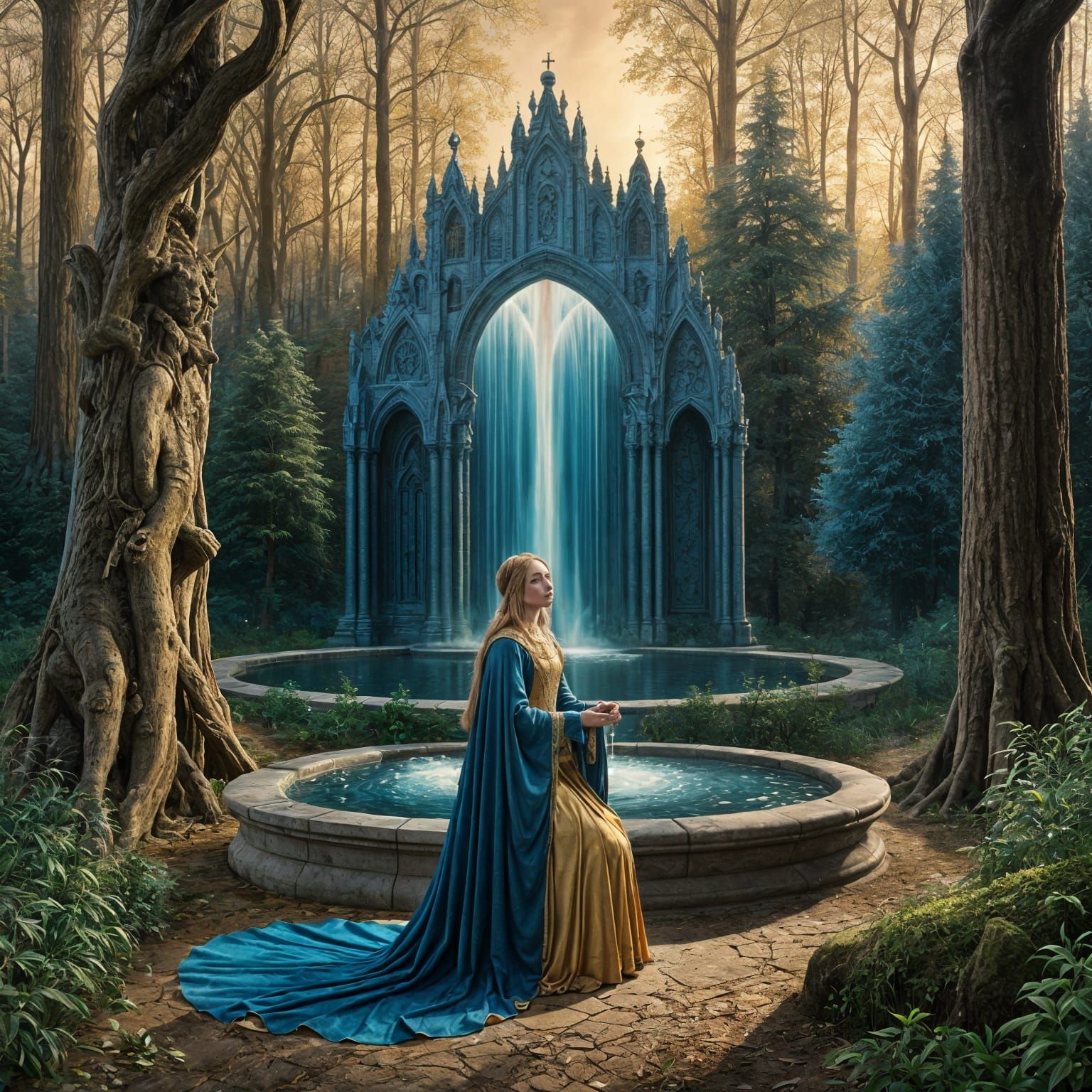 Fountain of Wisdom in Detailed Matte Painting