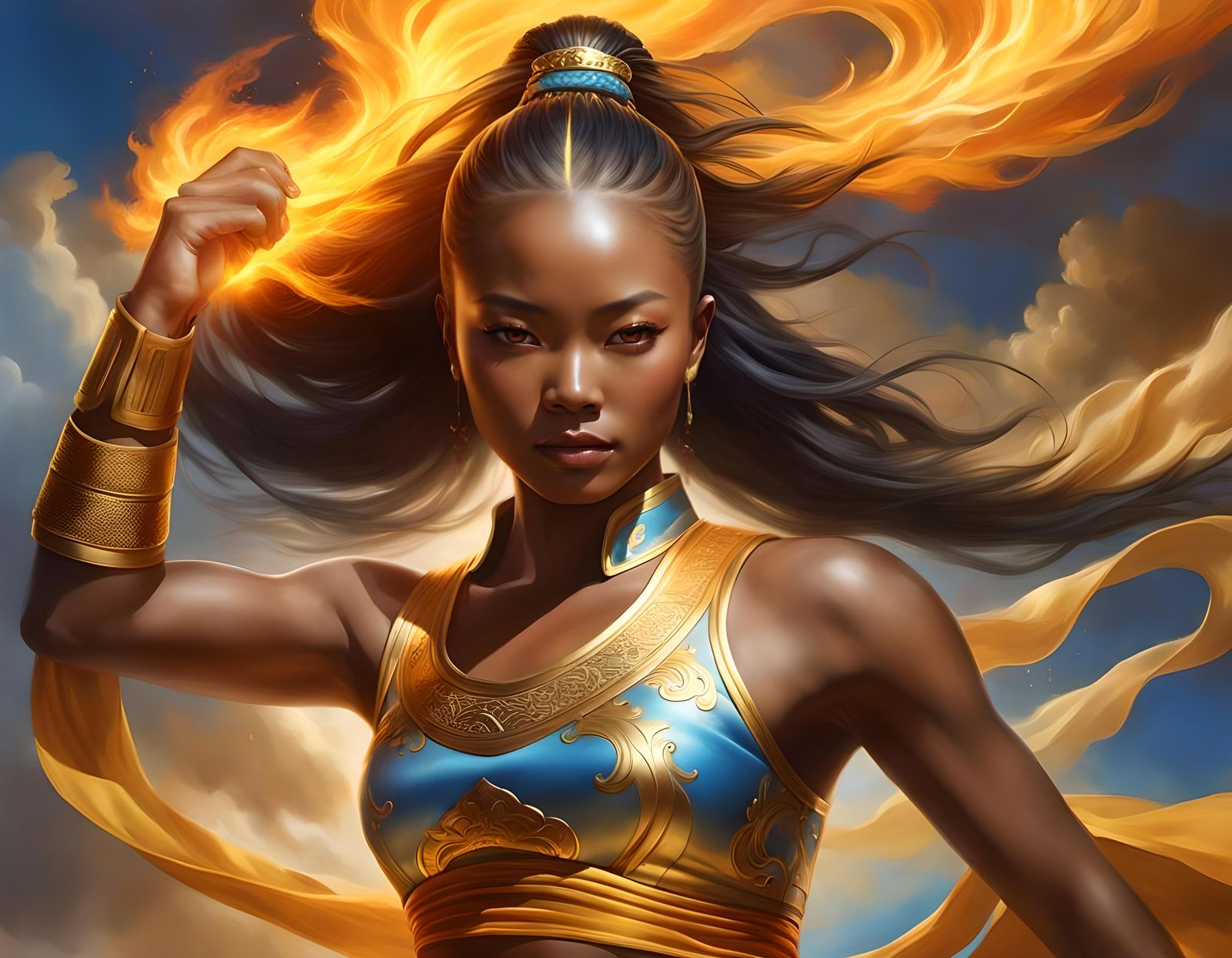 African-Chinese Female Fire Shaolin Portrait