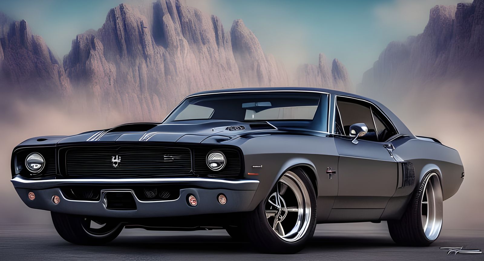 Iconic American Muscle Car Portrait
