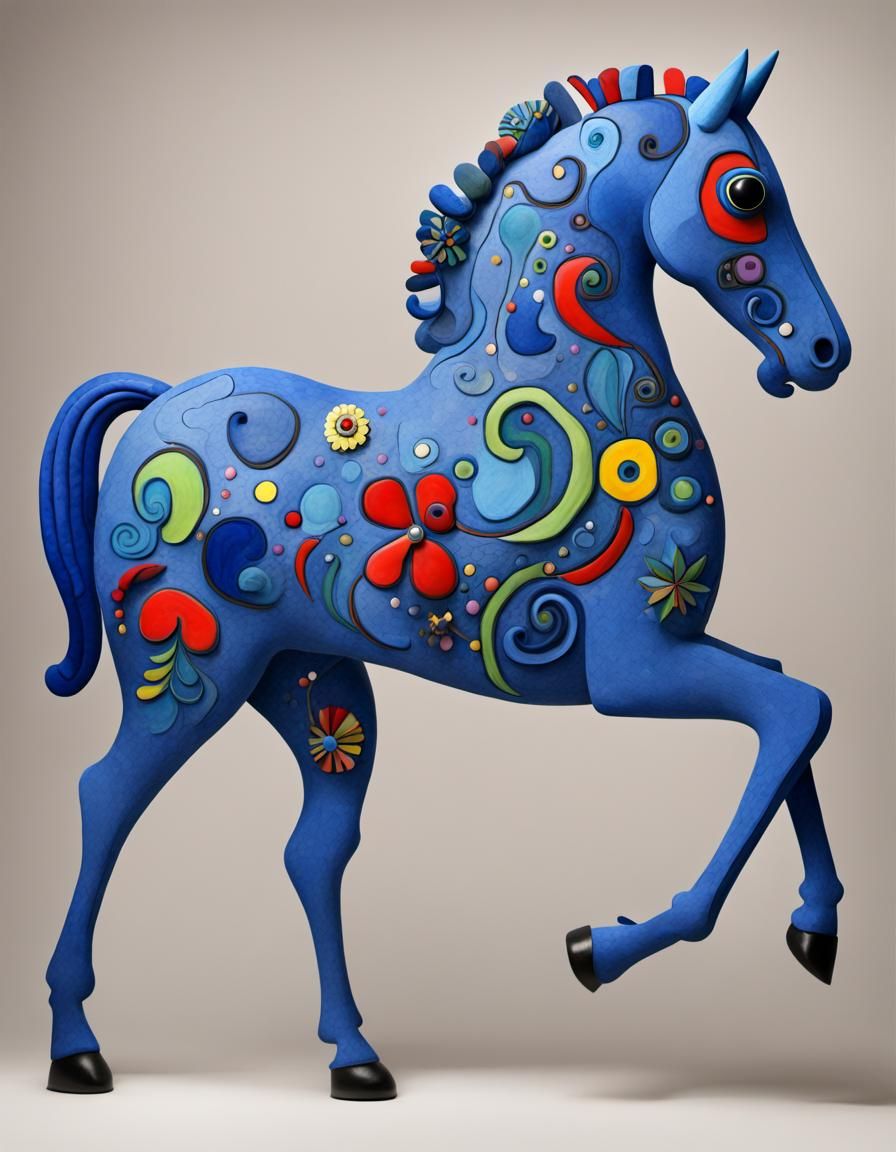 Blue Horse 1 in the style of niki de saint-phalle