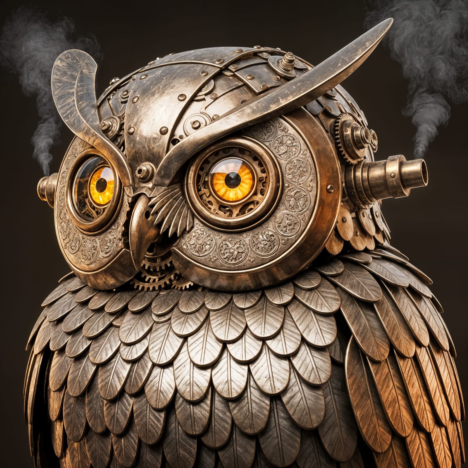 Steampunk Mechanical Owl with Intricate Gears