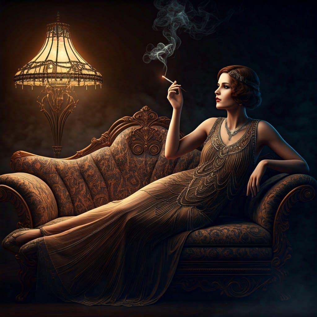 Art Deco Glamour with Giger-esque Tiffany Lamp