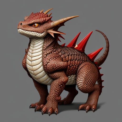 Brown Stone Dragon Hatchling, Digital Art