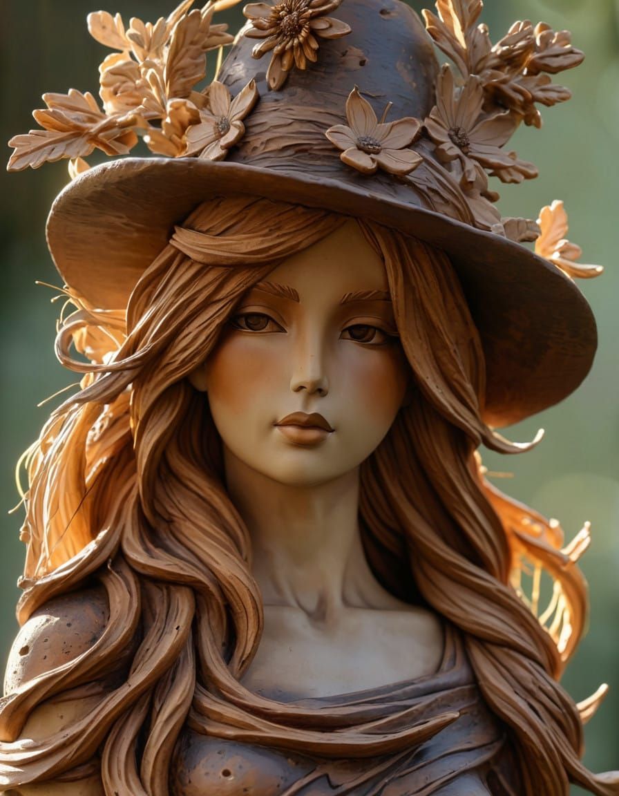 Ancient Earthy Clay Statue in Brown Ochre Gradient