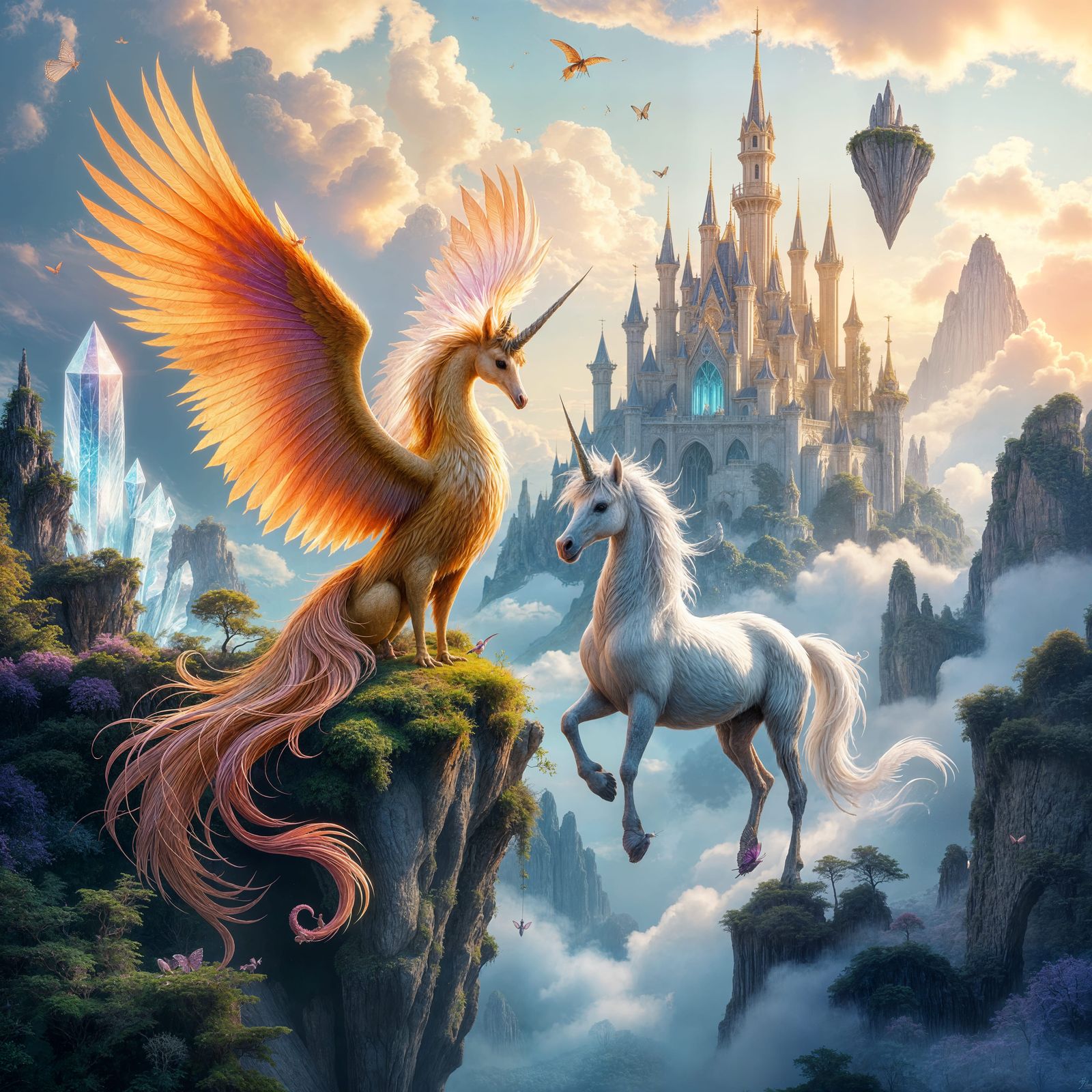 Floating Islands in Twilight Dreamscape, Digital Art