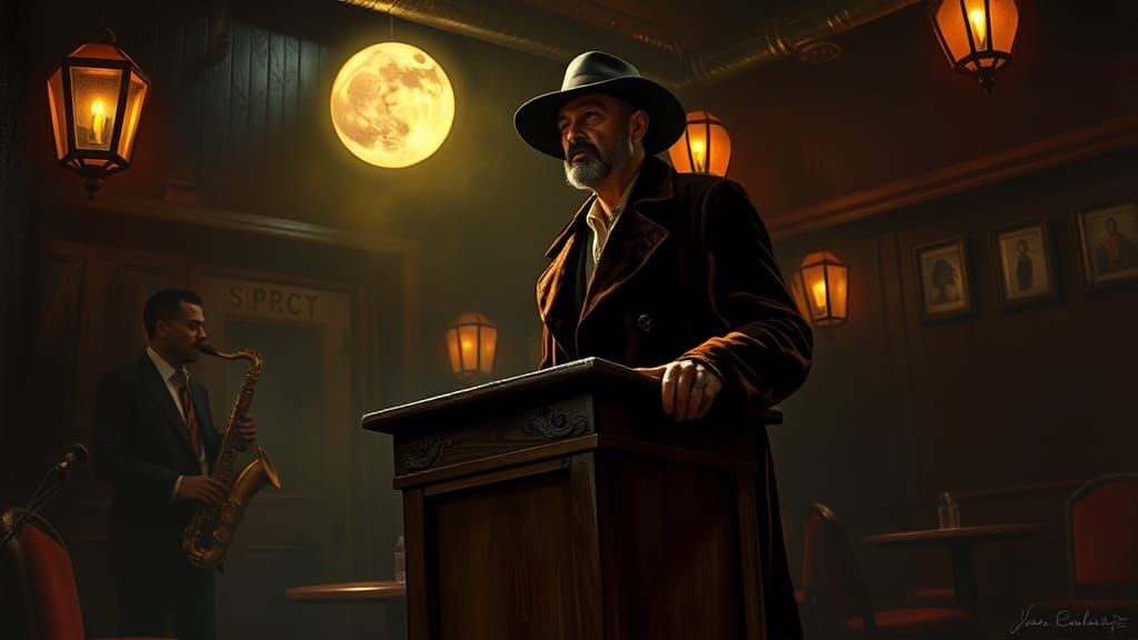 Mystical Street Preacher in Smoky Jazz Club