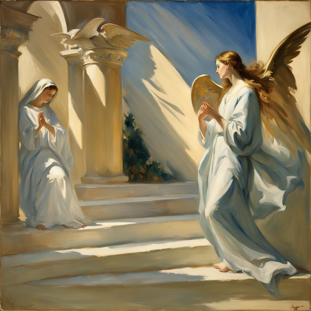 The Annunciation in Style of John Singer Sargent