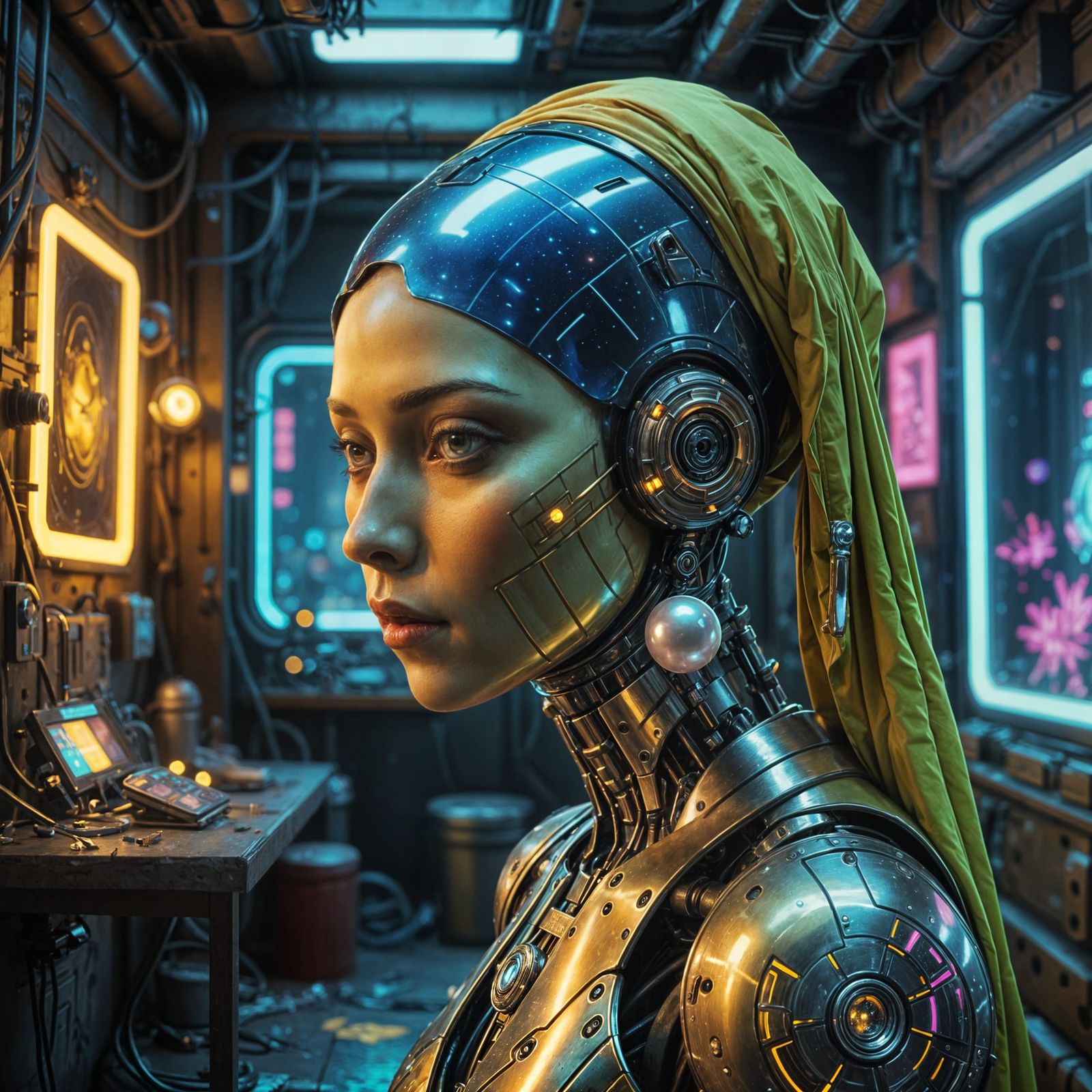 DROID with a pearl earring.