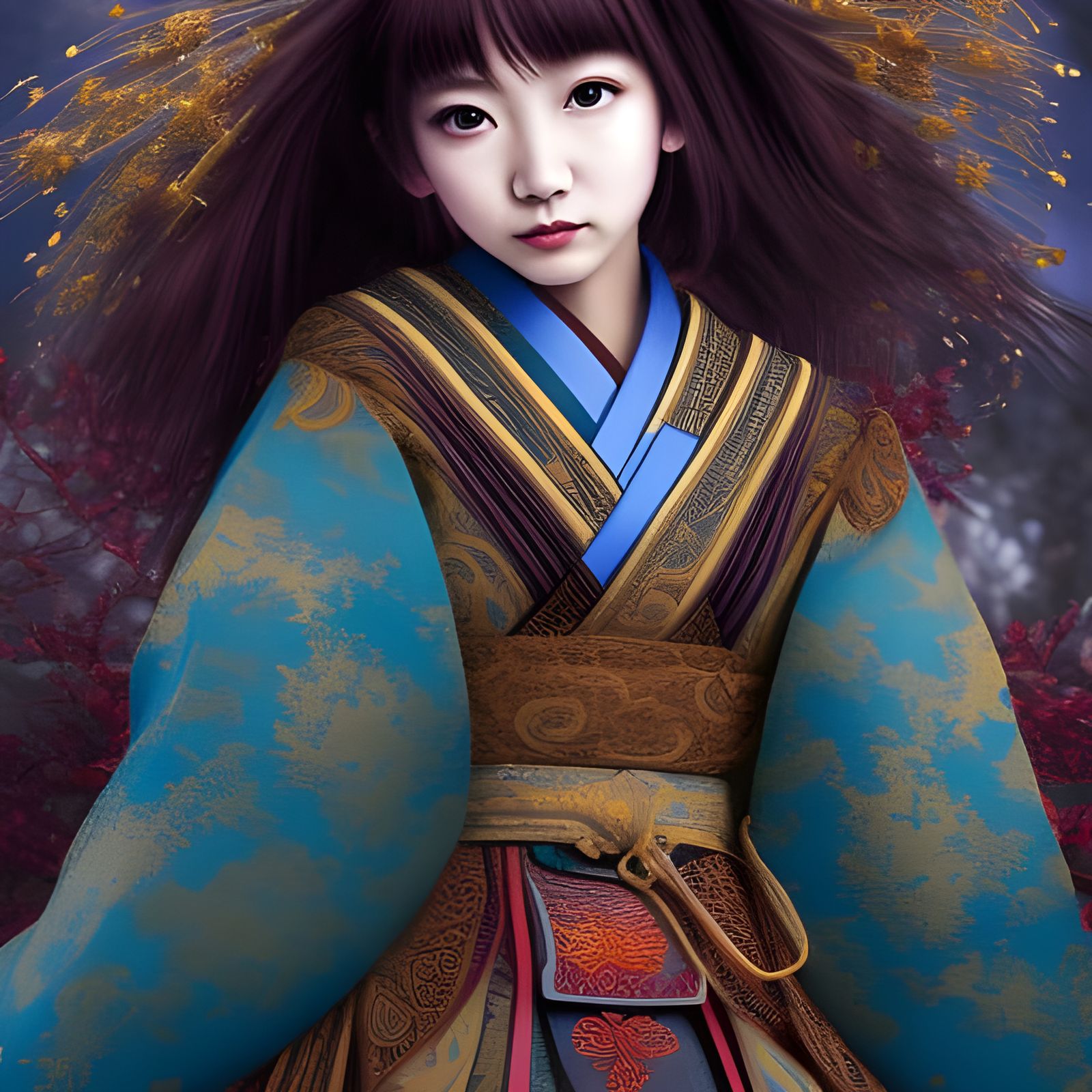 Beautiful Geisha Girl in Traditional Costume