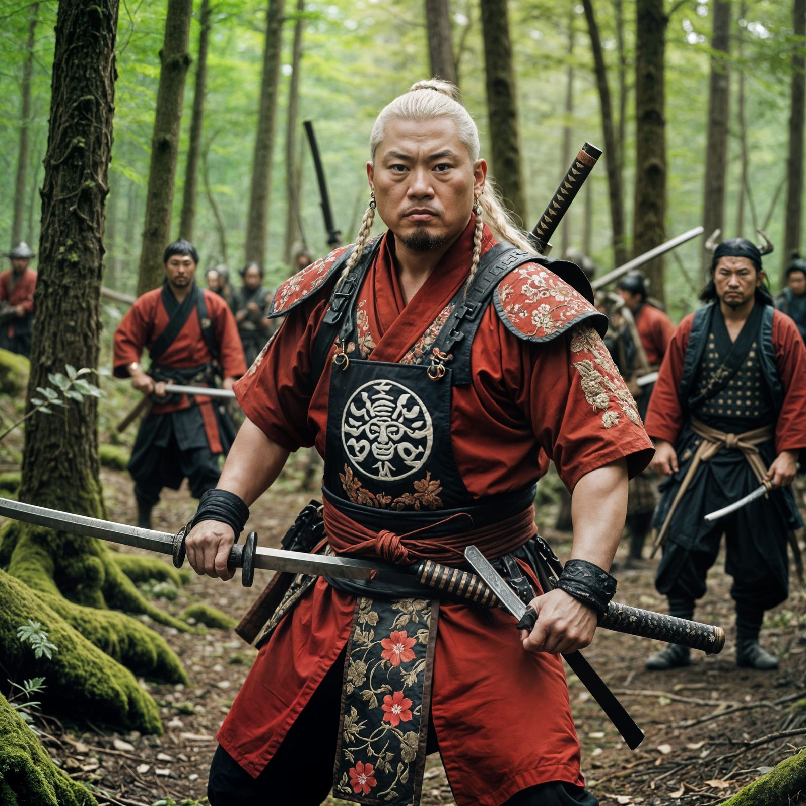 Albino Ainu Mercenary in Forest Battle, Cinematic