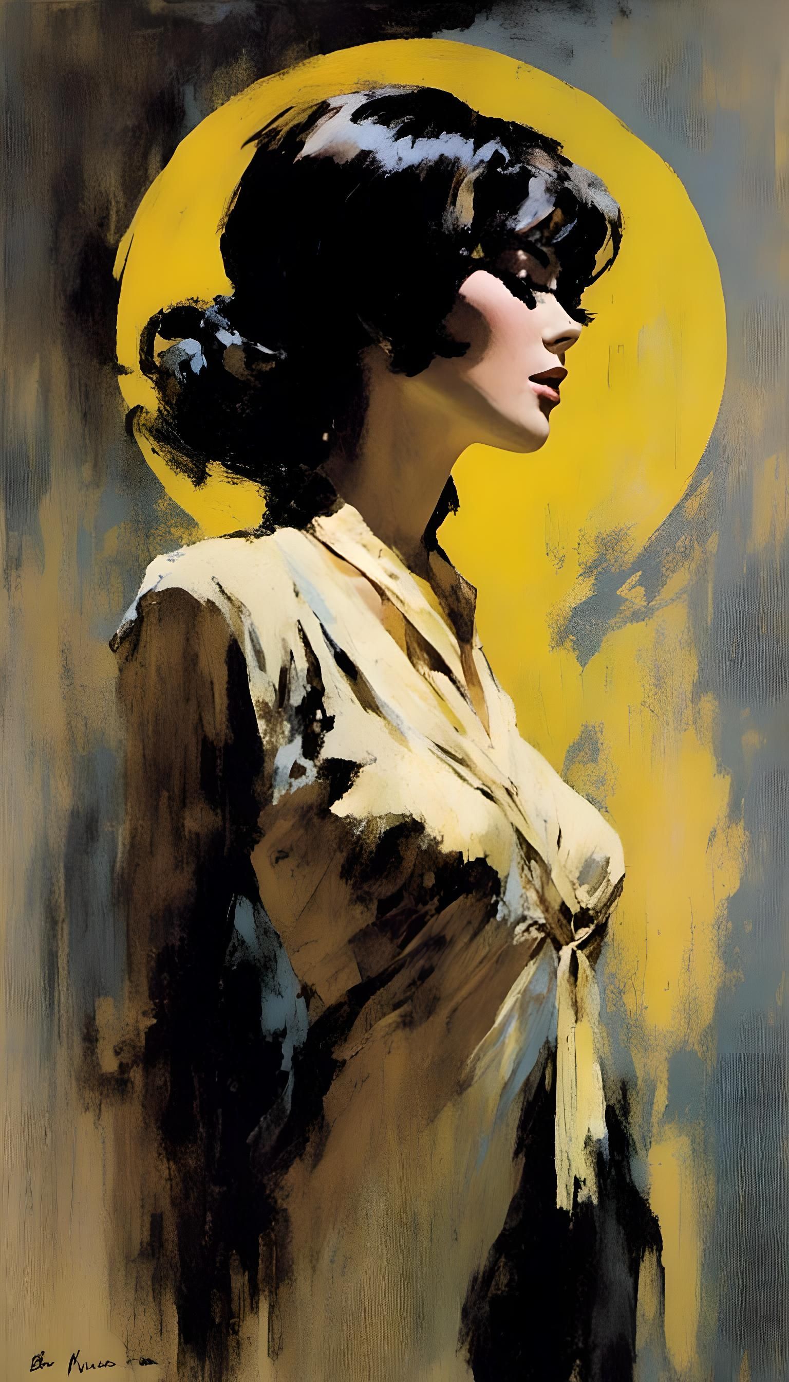 Raquel Welch Impressionist Portrait in Chiaroscuro