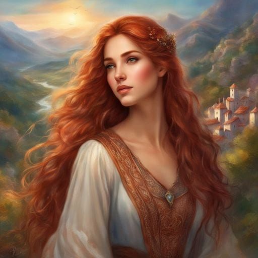 Medieval Spanish Girl Portrait in Royo Style