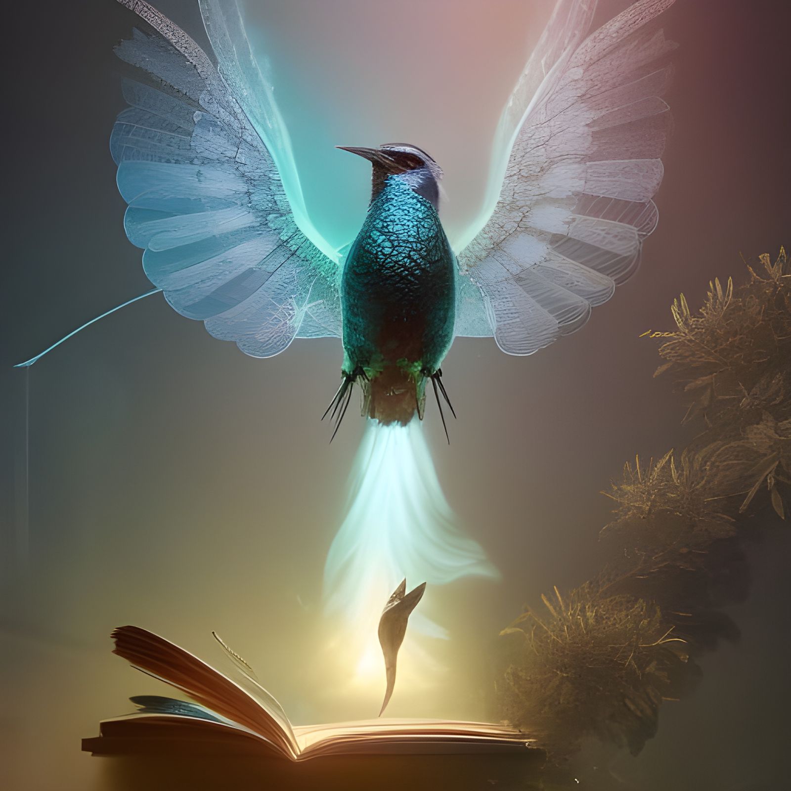 Ornithological Scientist Examining Flora, Digital Illustrati...