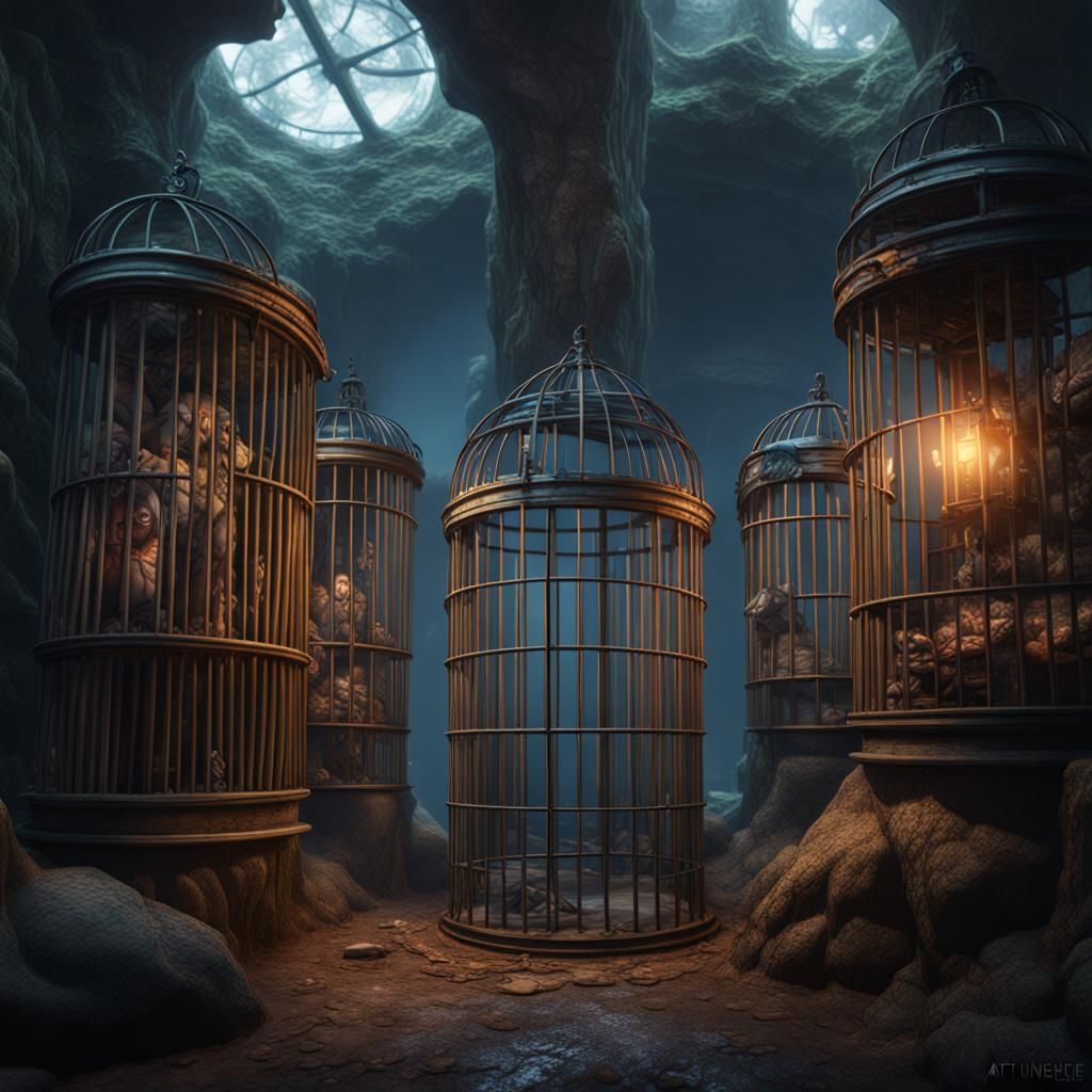 Caged Family Underground: Detailed Matte Painting