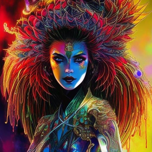 Luminescent Red Neon Dragon Concept Art