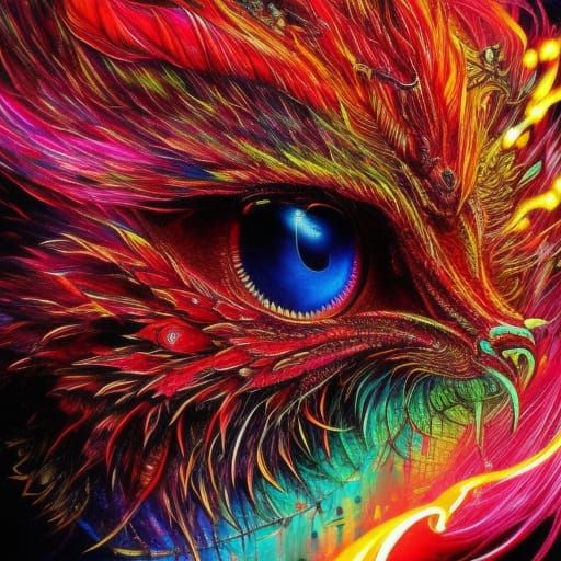 Luminescent Red Neon Dragon Concept Art