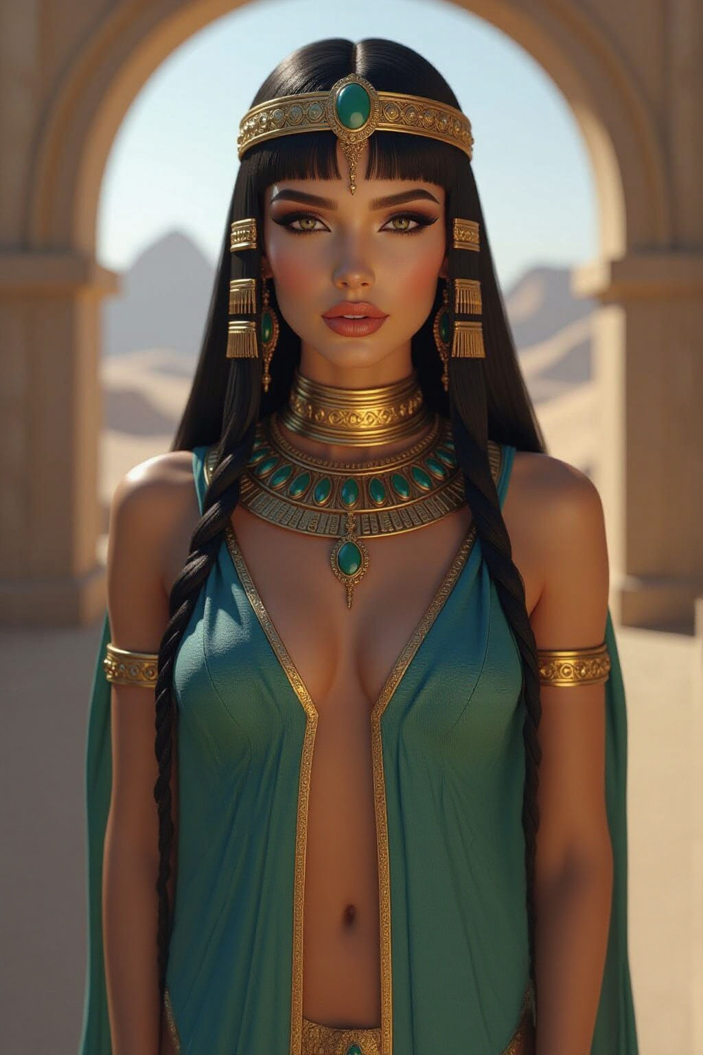 Cleopatra Fashion Model in Detailed Matte Painting