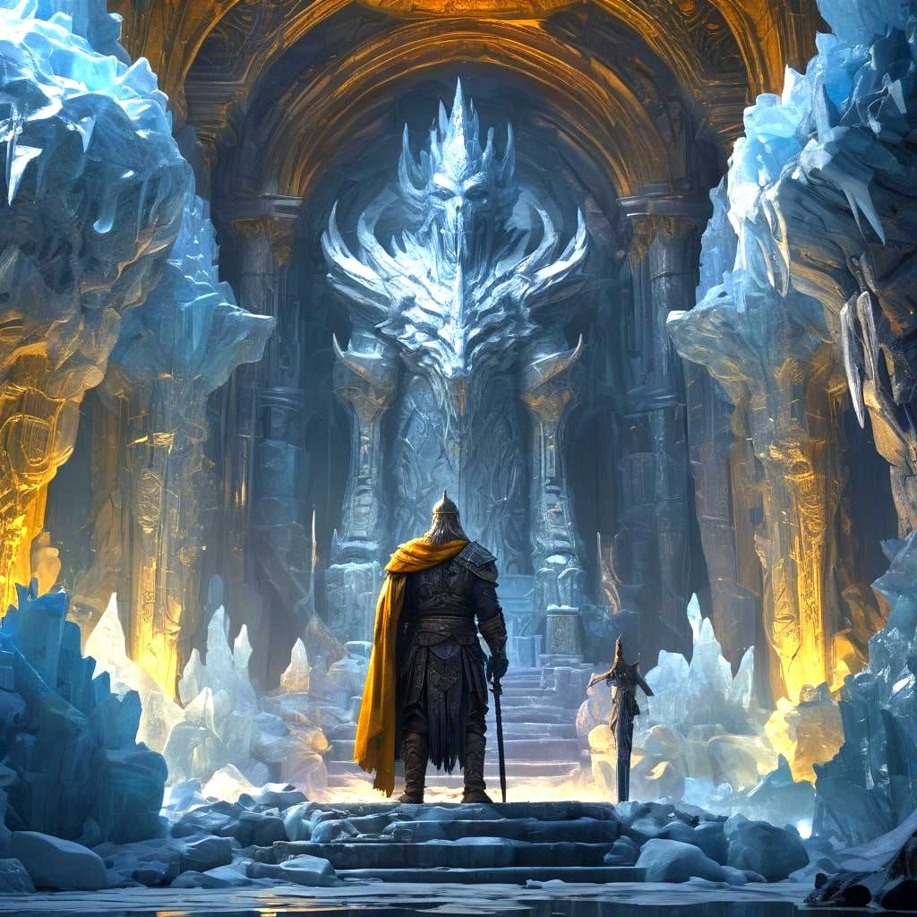Epic Battle with the Ice King: Dark Fantasy Art