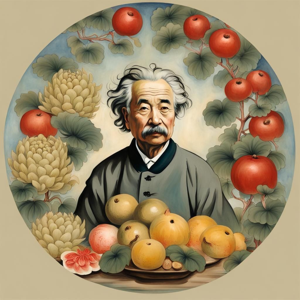 Einstein Portrait in Splash-Ink Style Painting