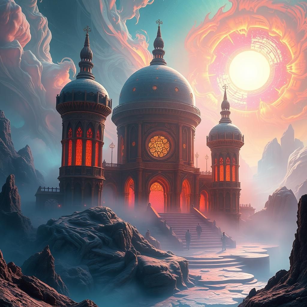 Mystical Tartarian Architecture in Ethereal Light