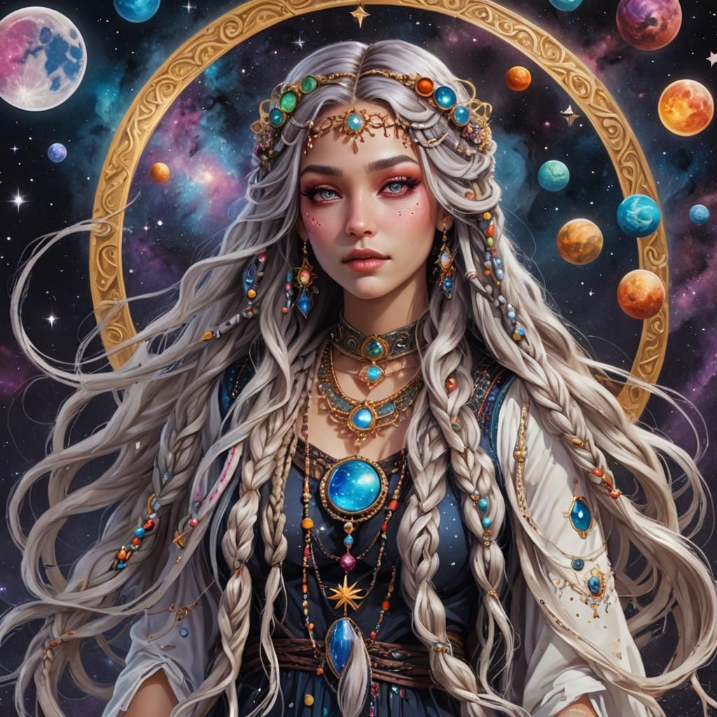 Lunar Priestess in a Magical Landscape