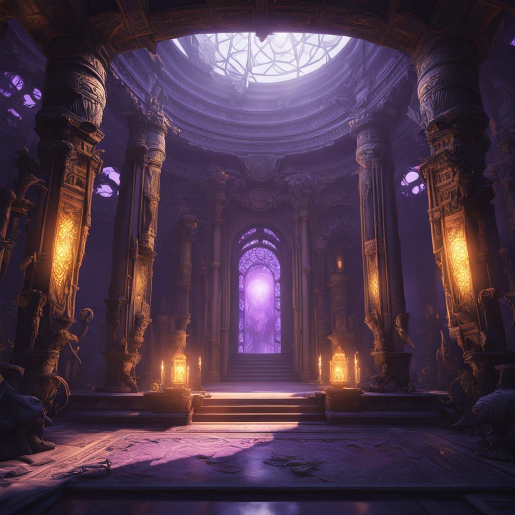 High Priestess in Art Nouveau Egyptian Temple