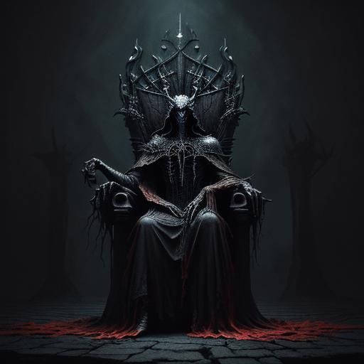 Spider King on Gothic Throne in Dark Fantasy Art