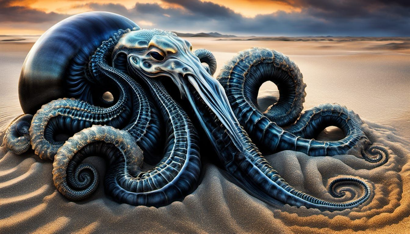 Obsidian Hydra Emerges in Biomechanical Surrealism