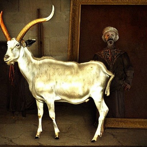 Steampunk Damascus Goat in Renaissance Style