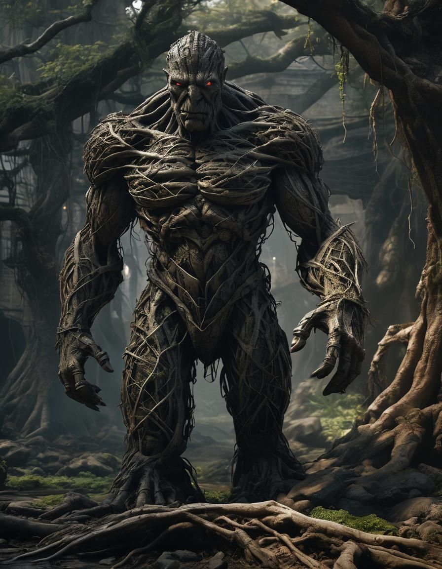 Epic Roots Golem Digital Matte Painting