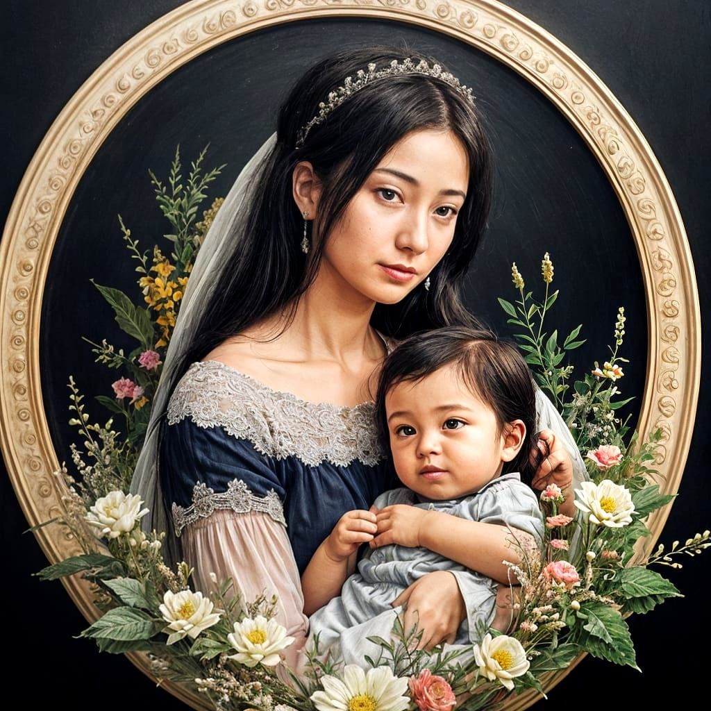 A Loving Mother Figure in a Soft and Dreamy Landscape