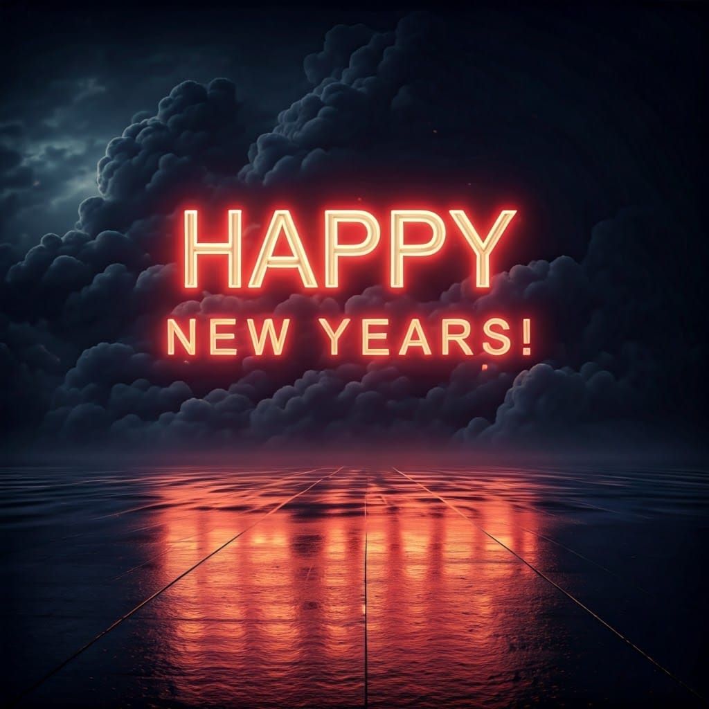 Bold New Year's Sky Illuminated in Vibrant Neon