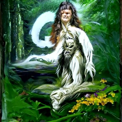 Gaelic Forest Spirit Deity in Oil Painting Style