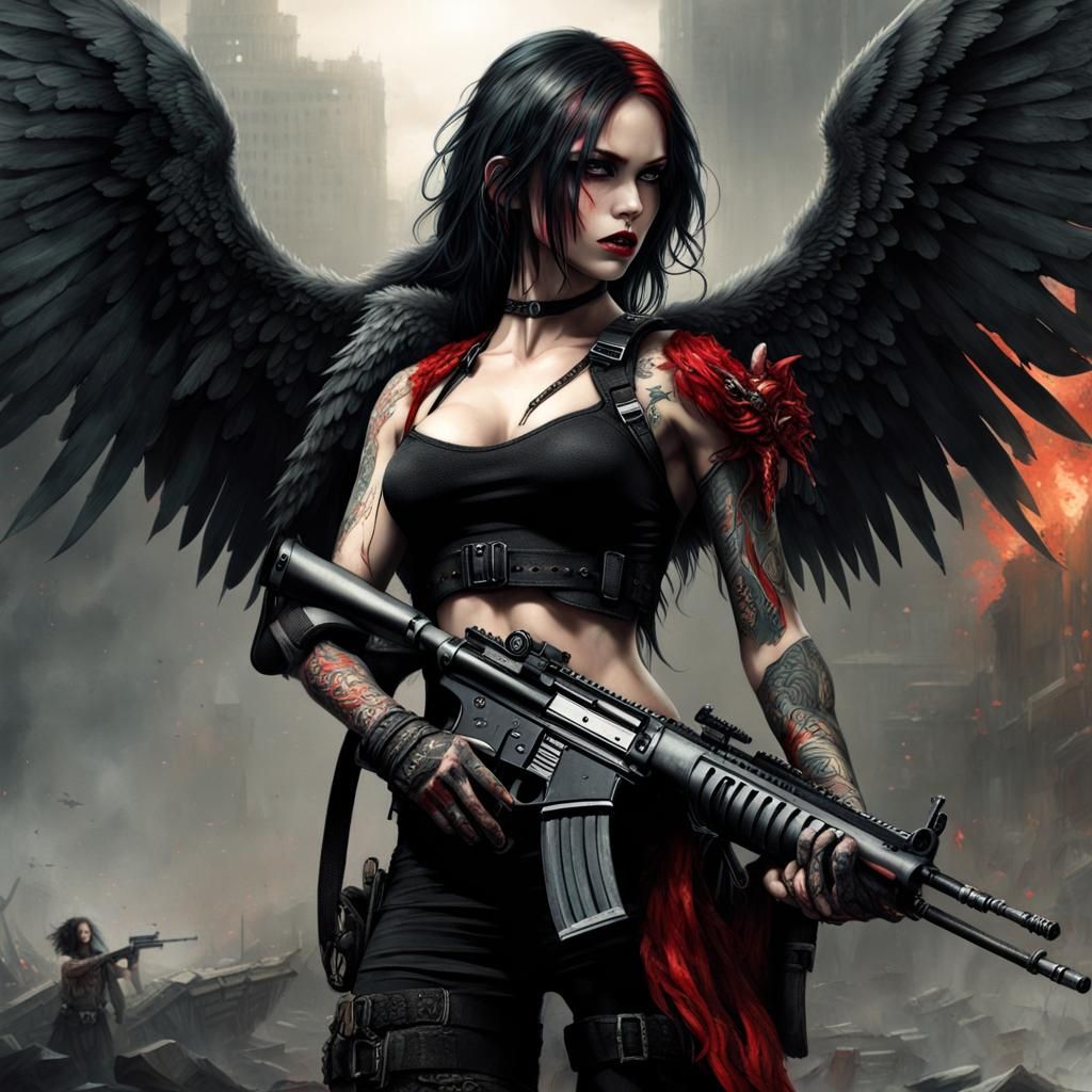 Post-Apocalyptic Zombie Warrior Angel in Dystopian Style