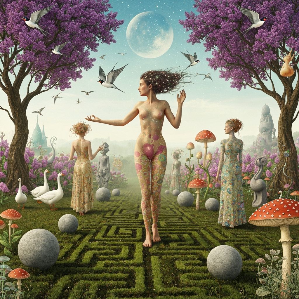 Goddess of Living World in Cosmic Surreal Garden