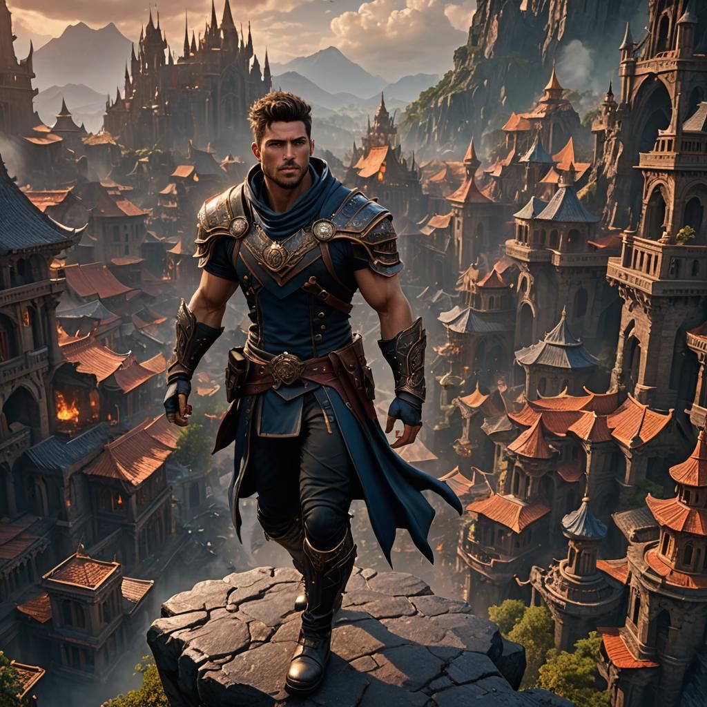 Detailed Matte Painting of a Handsome Man