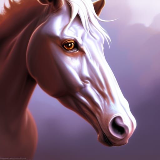 Hyperdetailed Brown Horse Portrait in Art Nouveau Style