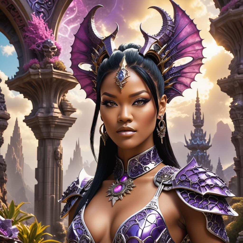 Slaanesh Demoness Portrait in Gaudi Zen Garden